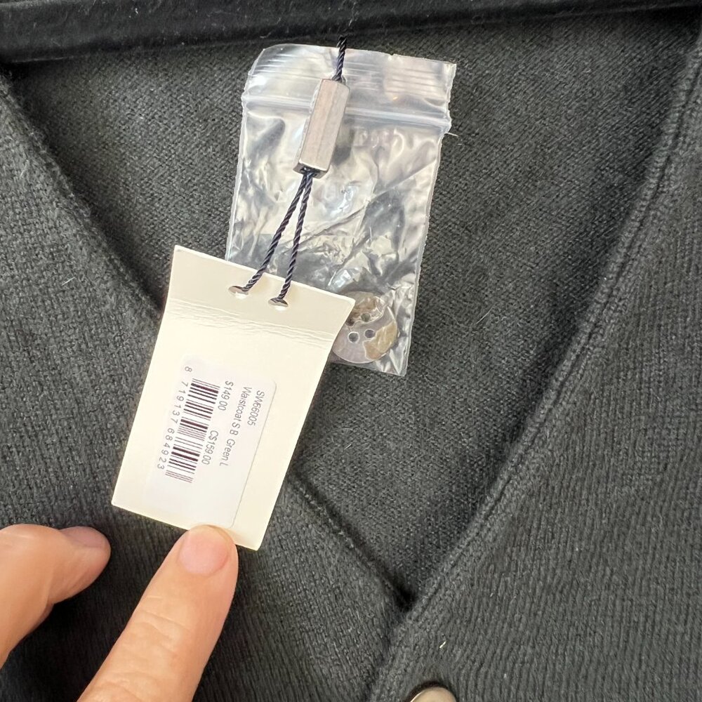 Suitsupply 100% Cashmere Army Green Sweater Vest Size L - Picture 3 of 5